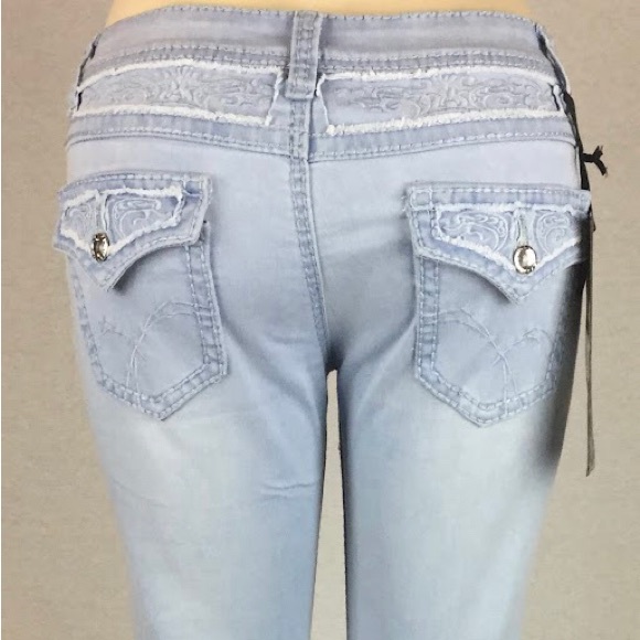 Lt.Blue Women’s Jeans Stretch Skinny fit BH Brand special application design - Picture 3 of 11